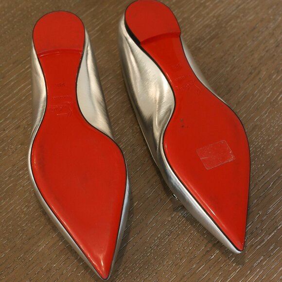 Silver Christian Louboutin Spiked Flats - Picture 10 of 10